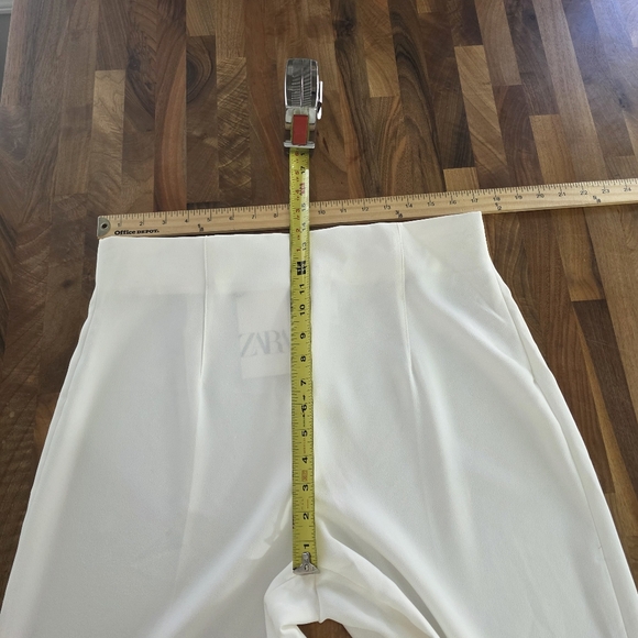 Zara Wide-Leg Cropped White Pants Size XL NWT - Picture 7 of 10